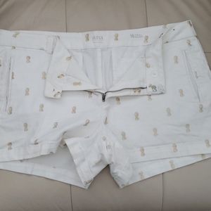 White and gold printed shorts